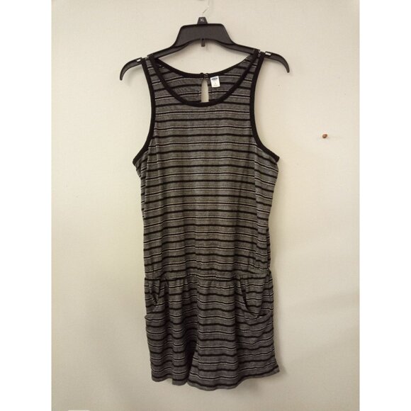 Old Navy Women's Black and White Striped Tank Top Romper with Pockets Si… - Picture 1 of 8